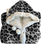 Linnick Flanel Fleece Deken + Hoodie met Capuchon Leopard - black/white - 140x200cm - 130x180cm - Plaid