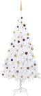 vidaXL - Kunstkerstboom - met - verlichting - en - kerstballen - 240 - cm - wit