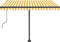 vidaXL - Luifel - automatisch - met - LED - en - windsensor - 300x250 - cm - geel - en - wit