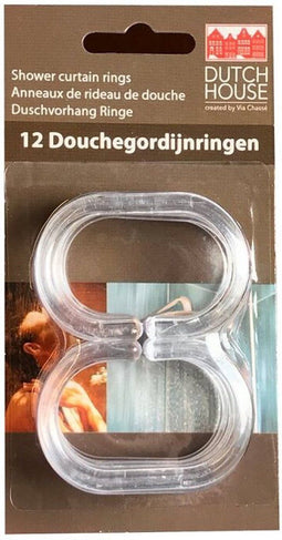 Dutch House Douchegordijnringen Transparant 12 Stuks