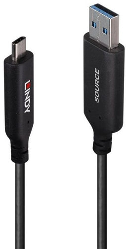 Lindy 43395 - USB A naar USB C Kabel - 10 m - Zwart
