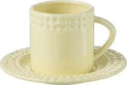 J-Line kopje + schoteltje - keramiek - geel - 12 stuks