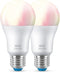 WiZ A60 E27 - Slimme LED Lamp - Dimbaar warm- en koelwit licht en miljoenen kleuren (2 stuks)