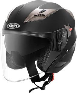 YM-627 Jethelm - Open Face Motorhelm - Matzwart - Maat M