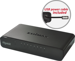 Edimax 8-Poorts Gigabit Switch - Unmanaged - Jumbo frames - Hoogte 25,5mm