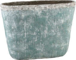 PTMD Charon ruw cemente blauwe pot ovaal maat in cm: 54 x 22 x 41 - -