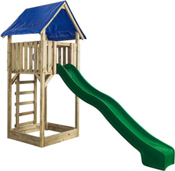 Houten Speeltoren Lisa (SwingKing) | Speeltoren met Glijbaan en Zandbak voor Buiten in de Tuin | FSC Hout - Glijbaan Groen