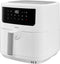 MEDION P10 XL Airfryer (6,8 liter XXL heteluchtfriteuse, 2.150 watt, twee roestvrijstalen verwarmingselementen, schudalarm, 9 automatische programma's, touch bedieningspaneel, LED-display) wit