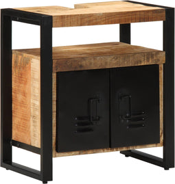 vidaXL - Badkast - 55x35x60 - cm - Massief - Ruw - Hout