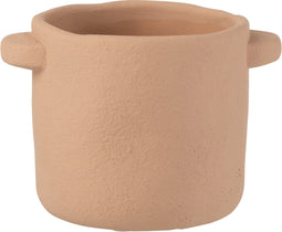 J-Line bloempot Gustave - cement - lichtbruin - small - 2 stuks - Ø 14.5 cm