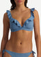 Beachlife Infinity - Ruffle bikinitop - Voorgevormde cups met beugel - Blauw