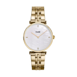 Cluse Triomphe - Horloge - Staal - Wit Parels - Goudkleur