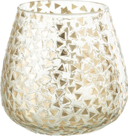 J-Line windlicht Driehoek - glas - transparant/goud - large