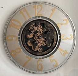 Wereldklok zilver - Wandklokken - Wandklok industrieel 70 cm