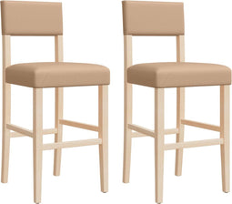 vidaXL - Barstoelen - 2 - st - massief - rubberhout - en - kunstleer