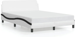 vidaXL - Bedframe - met - hoofdbord - kunstleer - wit - en - zwart - 140x190 - cm