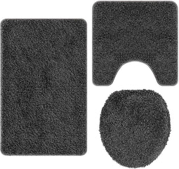vidaXL - 3-delige - Badmatset - Donkergrijs - Polypropyleen - Antislip