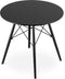 Ronde eettafel zwart - 80 cm diameter - beukenhouten poten - gelakte MDF