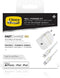 Otterbox EU Wall Charger 20W - USB-C 20W USB-PD + USB C-Lightning Cable 1m - Cloud Dust White