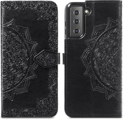 iMoshion Hoesje Geschikt voor Samsung Galaxy S21 Hoesje Met Pasjeshouder - iMoshion Mandala Bookcase - Zwart