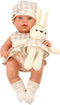 Babypop met draagbaar bedje - 35x17x8 cm - beweegbaar - educatief