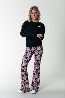 Colourful Rebel Graphic Flower Peached Flare Pants - Stretch - M
