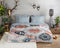 HIP Flanellen Dekbedovertrek - 200x200 cm - Bloemen en Bladeren Print - Grijs/Roze (2 stuks)