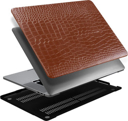 Lunso Geschikt voor MacBook Air 15 inch (2023-2025) cover hoes - case - Croco Bruin