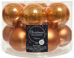 Kerstbal glas d5cm amber ass 12st