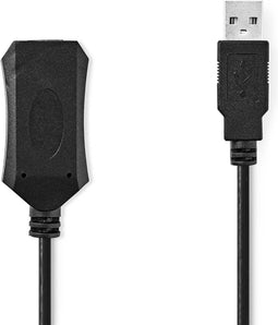 Nedis - Actieve USB-Kabel - USB 2.0 - 10 m - 480 Mbps - Zwart