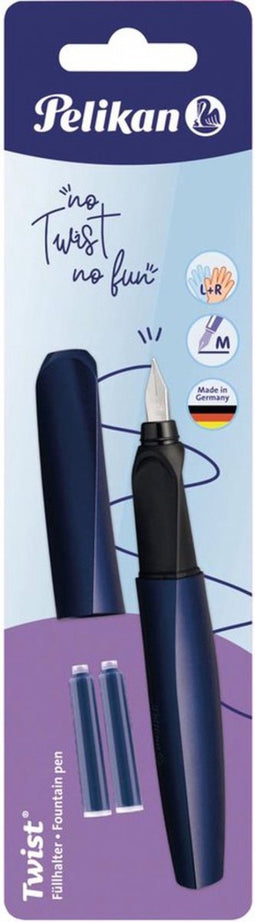 Pelikan Twist vulpen, op blister, donkerblauw (Night Breeze)