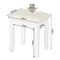 Woltu Make-up Krukje Barok - Fluweel Bekleed Houten Krukje Wit - 37 x 28 x 44,5 cm