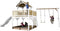 AXI Atka Speeltoestel in Bruin/wit - Speeltoren met Dubbele Schommel, Witte Glijbaan en Zandbak - FSC hout - Speelhuis op palen voor de tuin
