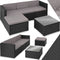 tectake® Wicker lounge - Tuinmeubelset - 5 elementen - Weerbestendig - Zwart