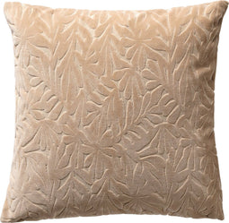 Dutch Decor KIRA - Sierkussen 45x45 cm - met 3D bladprint - velvet - Irish Cream - beige - Inclusief binnenkussen