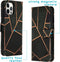 iMoshion Hoesje Geschikt voor iPhone 12 / 12 Pro Hoesje Met Pasjeshouder - iMoshion Design Softcase Bookcase - Goud / Zwart / Black Graphic