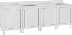 vidaXL - Wastafelkast - commercieel - 240x60x96 - cm - roestvrij - staal