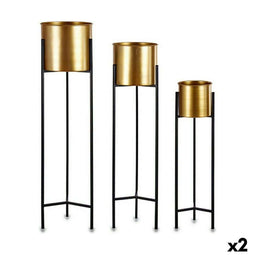 Plantenbakkenset Zwart Gouden Metaal (2 Stuks)