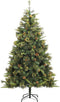 vidaXL - Kunstkerstboom - met - scharnieren - en - dennenappels - 210 - cm