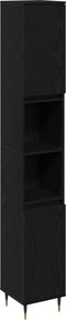 vidaXL - Badkamerkast - Zwart - Eiken - 30x30x190 - cm - Geengineerd - Hout