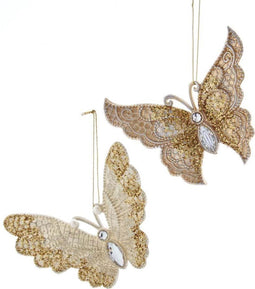 Gold/Ivory Butterfly With Glitter 5.2 Inch
