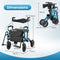 Coast 2-in-1 Rollator - Rolstoel - Pneumatische banden - Opvouwbaar - Zwart / Blauw / Rood / Paars - 140 kg