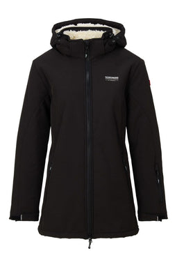 Nordberg Teddy - Softshell ski jas dames - Sherpa gevoerd waterafstotend winddicht - zwart XL