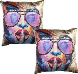 SVJ Home Decorations Streetart Kussen - 45x45 cm - Fluweel - Set van 2