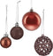 Kerstballen set van 50 - onbreekbaar - kunststof - ∅ 3, 4 & 6 cm - bruin (50 stuks)