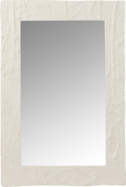 J-Line spiegel Rechthoekig Relief Bloem - polyresin - wit - small - 41.5 x 61.5 cm