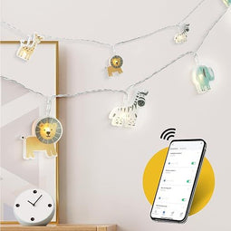 CozyHome Safari Fairy Lights voor de kinderkamer - APP-afstandsbediening & 20 LED-dieren I 5M USB I