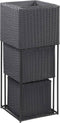 vidaXL - Plantenbakken - verhoogd - 3 - st - poly - rattan - zwart