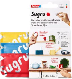 Tesa - Kneedbare lijm Sugru 41233 3 pak rood blauw geel