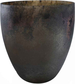 PTMD Bodill Rond Theelicht - H13 x Ø12 cm - Glas - Goud/zwart